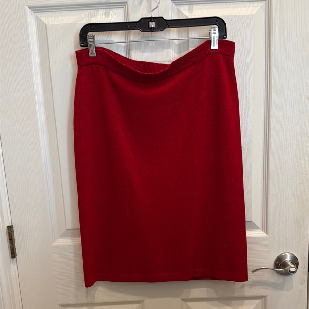 St. John Collection Red Pencil Skirt Knee-Length Work